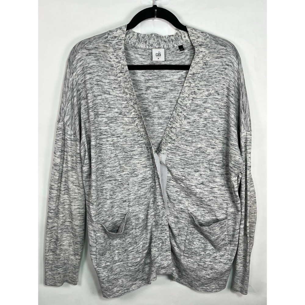 CAbi Marled Gray Open Front Cardigan